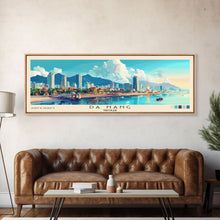 Load image into Gallery viewer, Da Nang, Vietnam Panoramic Beach Print, Vacation Gift, Vietnam Wall Art, Framed Canvas Print, Framed Beach Painting