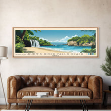 Load image into Gallery viewer, Dunn’s River Falls Beach, Jamaica Panoramic Beach Print, Vacation Gift, Jamaica Wall Art, Beach Painting, Beach Decor, Beach Painting