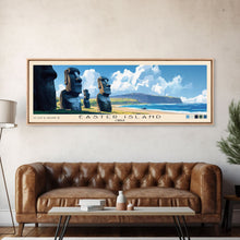 Load image into Gallery viewer, Easter Island, Chile Panoramic Print, Vacation Gift, Chile Wall Art, Beach Painting, Beach Decor, Beach Or Lakehouse Art