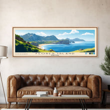 Carregar imagem no visualizador da galeria, Flores Island, Portugal Panoramic Print, Vacation Gift, Portugal Wall Art, Beach Painting, Beach Decor, Large Wall Art, Wood Frame Art