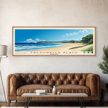 Load image into Gallery viewer, Freshwater Beach, Australia Panoramic Print, Vacation Gift, Australia Wall Art, Beach Painting, Beach Decor, Large Wall Art, Wood Frame Art