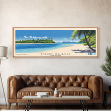 Load image into Gallery viewer, Muri Beach, Cook Islands Panoramic Beach Print, Vacation Gift, Cook Islands Wall Art, Framed Canvas Print, Framed Beach Painting