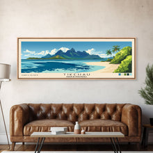 Load image into Gallery viewer, Tikehau, French Polynesia Panoramic Print, Vacation Gift, French Polynesia Wall Art, Beach Painting, Beach Decor, Large Wall Art, Wood Frame Art
