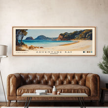 Carregar imagem no visualizador da galeria, Adventure Bay, Australia Watercolor Beach Print, Vacation Gift, Australia Wall Art, Framed Canvas Print, Framed Beach Painting