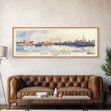 Load image into Gallery viewer, Ain Sokhna, Egypt Watercolor Print, Vacation Gift, Egypt Wall Art, Beach Painting, Beach Decor, Large Wall Art, Wood Frame Art
