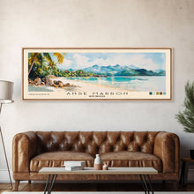 Load image into Gallery viewer, Anse Marron, Seychelles Watercolor Print, Vacation Gift, Seychelles Wall Art, Beach Painting, Beach Decor, Large Wall Art, Wood Frame Art