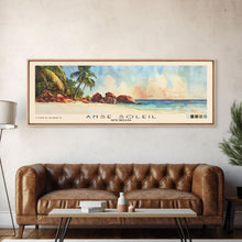 Load image into Gallery viewer, Anse Soleil, Seychelles Watercolor Beach Print, Vacation Gift, Seychelles Wall Art, Framed Canvas Print, Framed Beach Painting