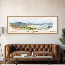 Load image into Gallery viewer, Beidaihe, China Watercolor Beach Print, Vacation Gift, China Wall Art, Framed Canvas Print, Framed Beach Painting