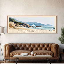 Load image into Gallery viewer, Big Wave Bay Beach, Hong Kong Watercolor Print, Vacation Gift, Hong Kong Wall Art, Beach Painting, Beach Decor, Large Wall Art, Wood Frame Art
