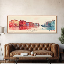 Load image into Gallery viewer, Burano, Italy Watercolor Print, Vacation Gift, Italy Wall Art, Beach Painting, Beach Decor, Large Wall Art, Wood Frame Art