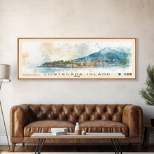 Load image into Gallery viewer, Cortegada Island, Spain Watercolor Beach Print, Vacation Gift, Spain Wall Art, Framed Canvas Print, Framed Beach Painting