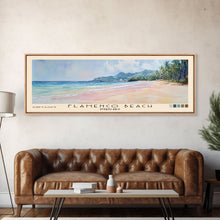 Carregar imagem no visualizador da galeria, Flamenco Beach, Puerto Rico Watercolor Beach Print, Vacation Gift, Puerto Rico Wall Art, Framed Canvas Print, Framed Beach Painting