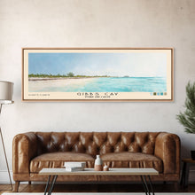 Load image into Gallery viewer, Gibbs Cay, Turks and Caicos Watercolor Beach Print, Vacation Gift, Turks and Caicos Wall Art, Framed Canvas Print, Framed Beach Painting