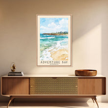 Carregar imagem no visualizador da galeria, Adventure Bay, Australia Watercolor Beach Print, Vacation Gift, Australia Wall Art, Framed Canvas Print, Framed Beach Painting