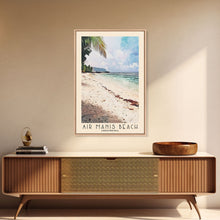 Carregar imagem no visualizador da galeria, Air Manis Beach, Indonesia Watercolor Beach Print, Vacation Gift, Indonesia Wall Art, Framed Canvas Print, Framed Beach Painting