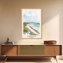 Load image into Gallery viewer, Andros, Bahamas Watercolor Beach Print, Vacation Gift, Bahamas Wall Art, Framed Canvas Print, Framed Beach Painting