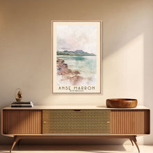 Load image into Gallery viewer, Anse Marron, Seychelles Watercolor Print, Vacation Gift, Seychelles Wall Art, Beach Painting, Beach Decor, Large Wall Art, Wood Frame Art