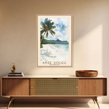Load image into Gallery viewer, Anse Soleil, Seychelles Watercolor Beach Print, Vacation Gift, Seychelles Wall Art, Framed Canvas Print, Framed Beach Painting