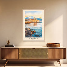 Load image into Gallery viewer, Antibes, France Watercolor Print, Vacation Gift, France Wall Art, Beach Painting, Beach Decor, Large Wall Art, Wood Frame Art