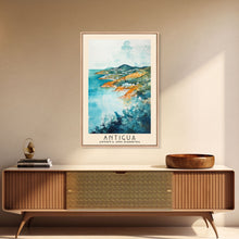 Load image into Gallery viewer, Antigua, Antigua and Barbuda Watercolor Beach Print, Vacation Gift, Antigua and Barbuda Wall Art, Framed Canvas Print, Framed Beach Painting
