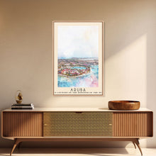 Load image into Gallery viewer, Aruba, autonomous country of the Kingdom of the Netherlands Watercolor Beach Print, Vacation Gift, autonomous country of the Kingdom of the Netherlands Wall Art, Framed Canvas Print, Framed Beach Painting