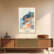 Load image into Gallery viewer, Atrani, Italy Watercolor Beach Print, Vacation Gift, Italy Wall Art, Beach Painting, Beach Decor, Beach Painting
