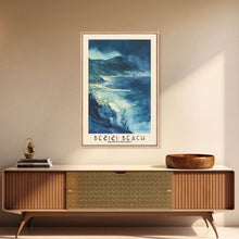 Load image into Gallery viewer, Bečići Beach, Montenegro Watercolor Print, Vacation Gift, Montenegro Wall Art, Beach Painting, Beach Decor, Large Wall Art, Wood Frame Art