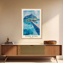 Load image into Gallery viewer, Bora Bora, France Watercolor Beach Print, Vacation Gift, France Wall Art, Framed Canvas Print, Framed Beach Painting