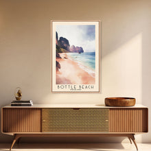 Load image into Gallery viewer, Bottle Beach, Thailand Watercolor Beach Print, Vacation Gift, Thailand Wall Art, Framed Canvas Print, Framed Beach Painting