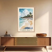 Load image into Gallery viewer, Bávaro Beach, Dominican Republic Watercolor Beach Print, Vacation Gift, Dominican Republic Wall Art, Framed Canvas Print, Framed Beach Painting