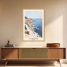 Carregar imagem no visualizador da galeria, Cabrera, Spain Watercolor Beach Print, Vacation Gift, Spain Wall Art, Framed Canvas Print, Framed Beach Painting