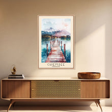 Load image into Gallery viewer, Chiemsee, Germany Watercolor Print, Vacation Gift, Germany Wall Art, Beach Painting, Beach Decor, Large Wall Art, Wood Frame Art