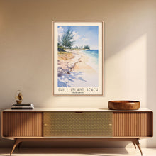 Cargar imagen en el visor de la galería, Chill Island Beach, Bahamas Watercolor Beach Print, Vacation Gift, Bahamas Wall Art, Framed Canvas Print, Framed Beach Painting