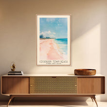 Cargar imagen en el visor de la galería, Cockburn Town Beach, Turks and Caicos Watercolor Beach Print, Vacation Gift, Turks and Caicos Wall Art, Framed Canvas Print, Framed Beach Painting