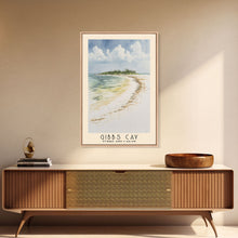 Load image into Gallery viewer, Gibbs Cay, Turks and Caicos Watercolor Beach Print, Vacation Gift, Turks and Caicos Wall Art, Framed Canvas Print, Framed Beach Painting