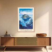 Load image into Gallery viewer, Isola Bella, Italy Watercolor Beach Print, Vacation Gift, Italy Wall Art, Framed Canvas Print, Framed Beach Painting
