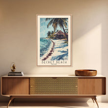Load image into Gallery viewer, Secret Beach, Belize Watercolor Print, Vacation Gift, Belize Wall Art, Beach Painting, Beach Decor, Large Wall Art, Wood Frame Art