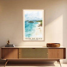 Load image into Gallery viewer, Trunk Bay Beach, US Virgin islands Watercolor Beach Print, Vacation Gift, US Virgin islands Wall Art, Framed Canvas Print, Framed Beach Painting