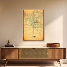 Load image into Gallery viewer, Distressed Fresno California Map, Framed Canvas Print Or Poster, California Map Print, Freso City Wall Art Map Print, Rustic Map Art