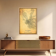 Load image into Gallery viewer, El Paso Texas Vintage Map Print, El Paso Map, Texas Map Art, El Paso City Road Map Poste, Vintage Gift Map, Travel Vacation Art, Rustic Map