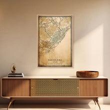 Load image into Gallery viewer, Barcelona Spain map print poster or framed canvas, Barcelona map print poster canvas, Spain city map print poster canvas, Vintage Travel Art