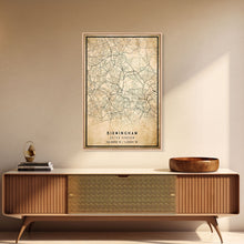 Load image into Gallery viewer, Birmingham UK map print poster or framed canvas, England map print poster canvas, UK city map print poster canvas, Vintage Travel Art