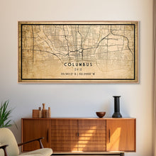 Cargar imagen en el visor de la galería, Columbus vintage map print poster or framed canvas, Ohio map print poster canvas, Columbus city map print poster canvas