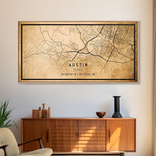Carregar imagem no visualizador da galeria, Austin Map Print Canvas or Poster, Texas Map Art, Texas Map Print, Vintage Austin Texas Map Framed Art, Retro / Distressed Office Art