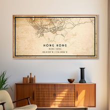 Load image into Gallery viewer, Vintage Hong Kong City Map Wall Art Canvas Print, Distressed Hong Kong Map, Framed Wall Art, Cool Hong Kong Travel Wall Art, Office Art