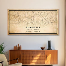 Load image into Gallery viewer, Birmingham UK map print poster or framed canvas, England map print poster canvas, UK city map print poster canvas, Vintage Travel Art