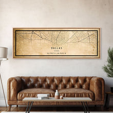 Load image into Gallery viewer, Dallas Panoramic Map Canvas Print, Texas Map Print, Texas Wall Art, Dallas Map Poster, US, Maps, Dallas Maps, Map Gifts, Large Framed Map