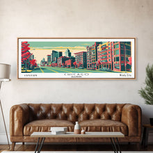 Load image into Gallery viewer, Chicago Illinois Panoramic Travel Poster Canvas Print