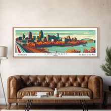 Load image into Gallery viewer, Cincinnati Ohio Panoramic Travel Poster Canvas Print