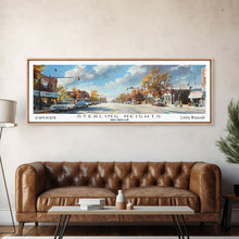 Load image into Gallery viewer, Sterling Heights Michigan Travel Poster, Framed Canvas Print, Office Art, Wall Hanging, Travel Gift, Living Room Art, Vintage Style